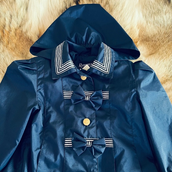 Rothschild Navy and White Striped Formal Raincoat Size 4 Nautical